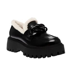 NWT DV BY DOLCE VITA LARAZZO FAUX FUR TRIM LOAFERS BLACK WOMENS‎ SIZE 10